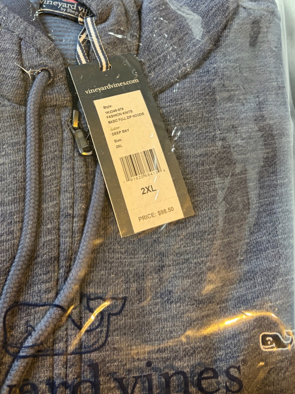 NWT- Vineyard Vines Navy Heather Pullover Hoodie- XXL